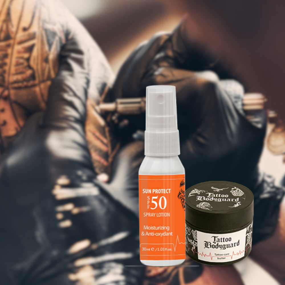 Tattoo Bodyguard PROTECT SET za svakodnevnu negu i zaštitu tetovaža od sunca SPF 50
